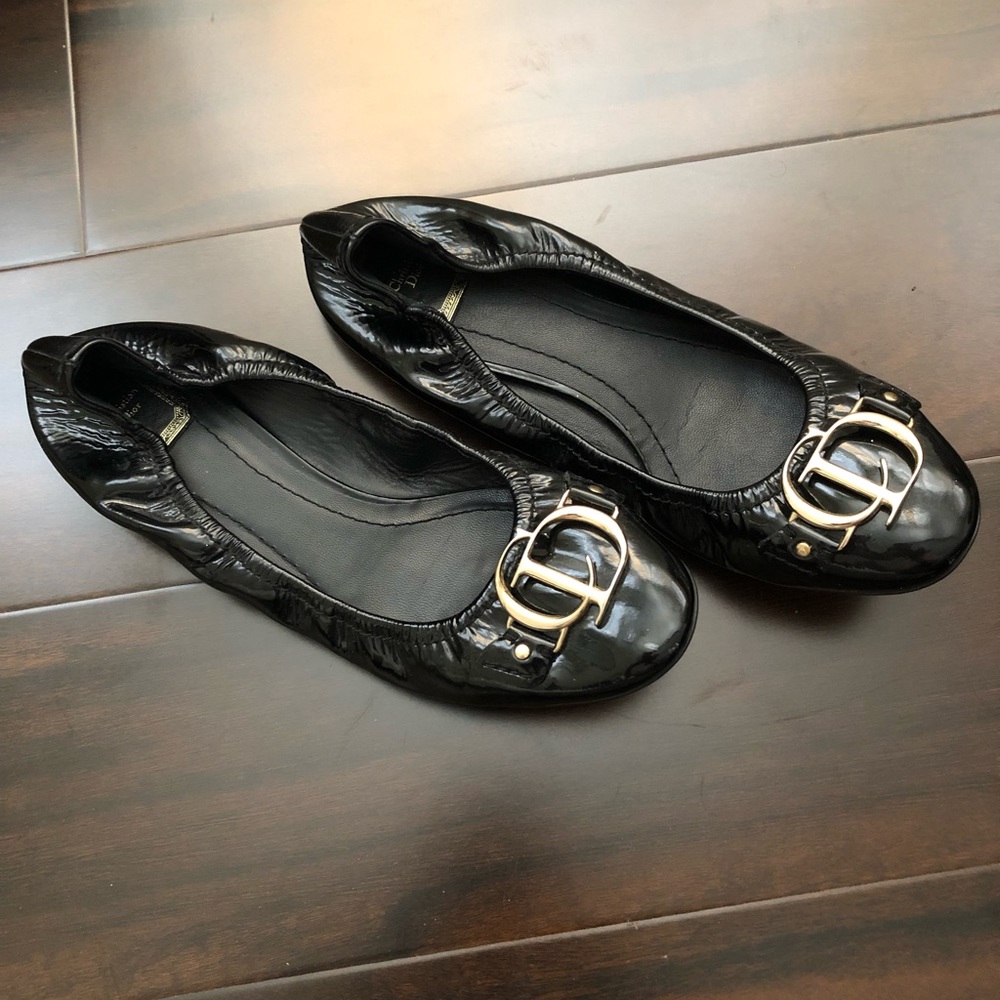 Christian Dior black  ballerina flats